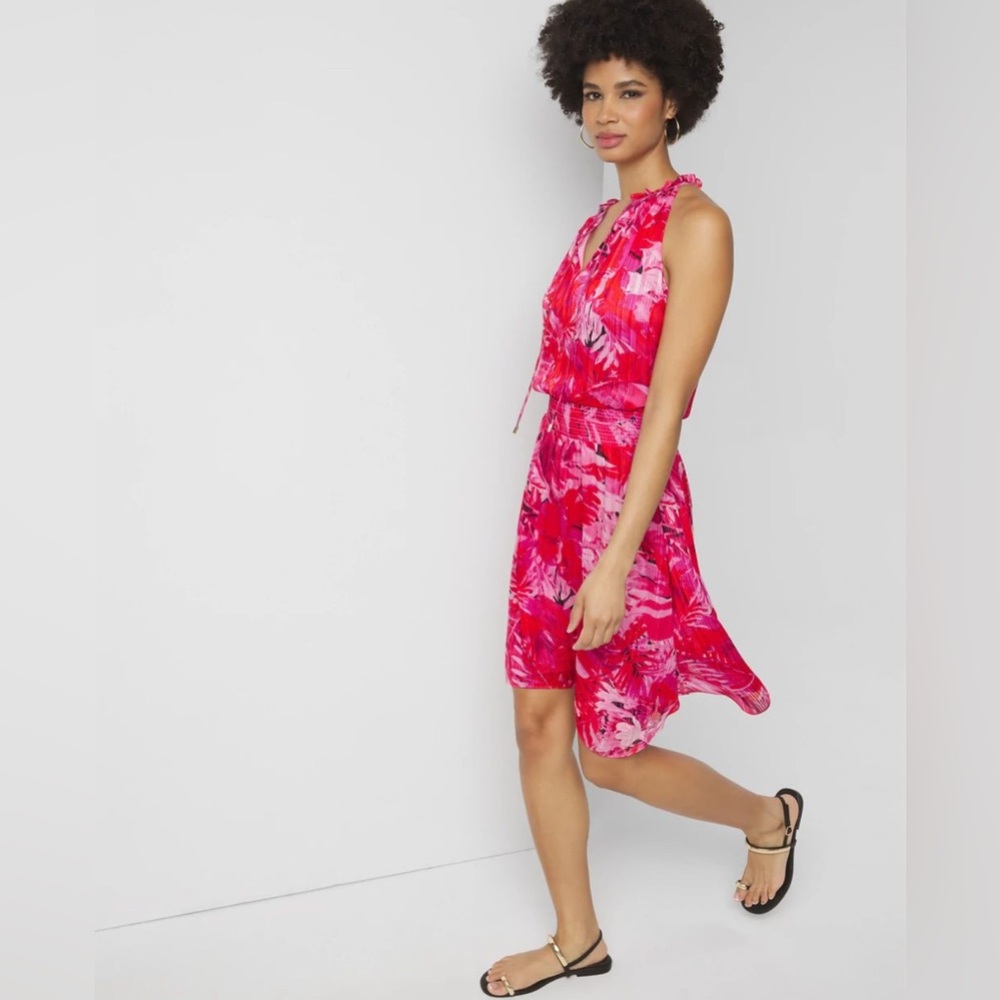 WHBM - NWT - Sleeveless V-Neck Halter Blouson Dress | White House Black Market